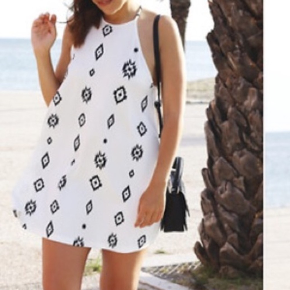 Zara Aztec Print Halter Mini Dress